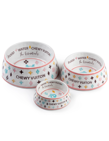 WHITE CHEWY VUITON BOWL WHITE CHEWY VUITON BOWL