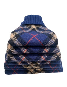 CHECK WOOL PULL BLUE