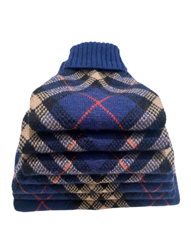 CHECK WOOL PULL BLUE