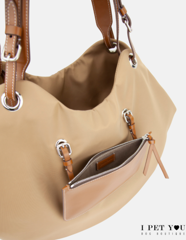 HAVANA NYLON TULIP BAG LEATHER HANDLES HAVANA NYLON TULIP BAG LEATHER HANDLES