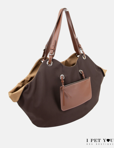 BORSA TULIP NYLON CHOCO HAVANA MANICI PELLE