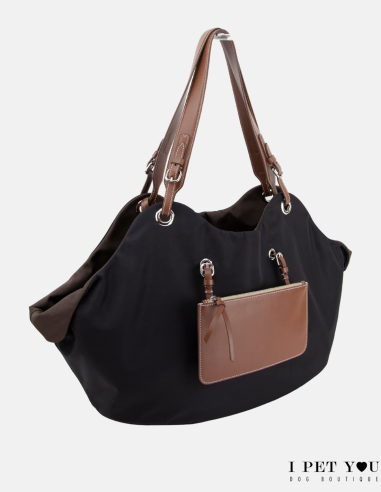 BORSA TULIP NYLON NERA CHOCO MANICI PELLE