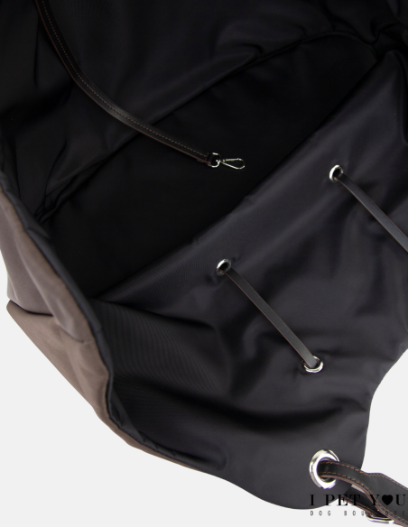 BORSA TULIP NYLON CHOCO NERA MANICI PELLE