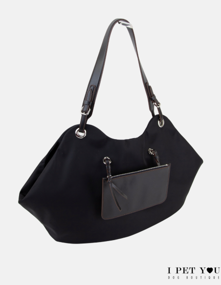 BORSA TULIP NYLON NERA MANICI PELLE