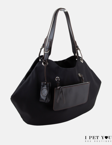 BORSA TULIP NYLON NERA MANICI PELLE