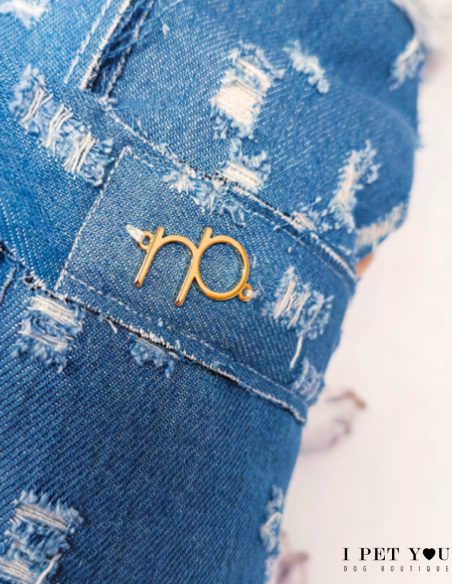 ROCK DENIM GILET HARNESS PELLICCIA NUDE