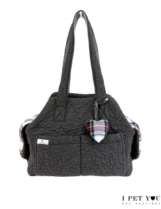 BORSA TESSUTO GRIGIA E TARTAN