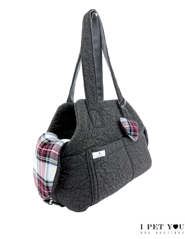 GREY ANDV TARTAN FABRIC BAG