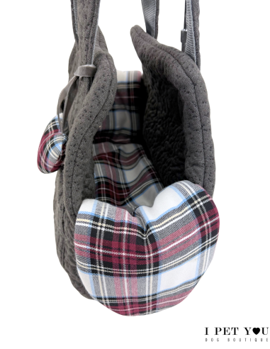 BORSA TESSUTO GRIGIA E TARTAN