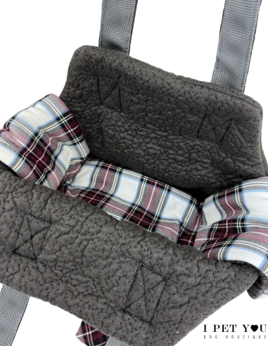 BORSA TESSUTO GRIGIA E TARTAN