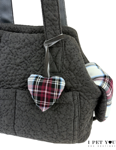 BORSA TESSUTO GRIGIA E TARTAN