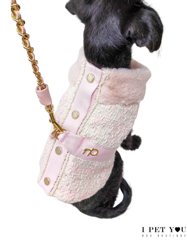 TWEED GILET HARNESS NUDE ECO FUR