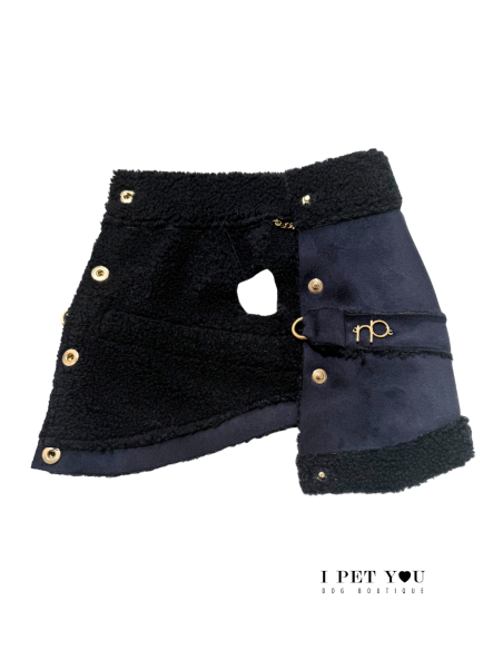 SHEEPSKIN GILET HARNESS BLU SPECIAL